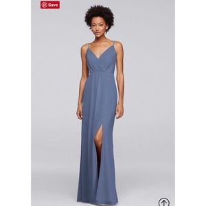 LONG BRIDESMAID DRESS WITH BEADED STRAPS